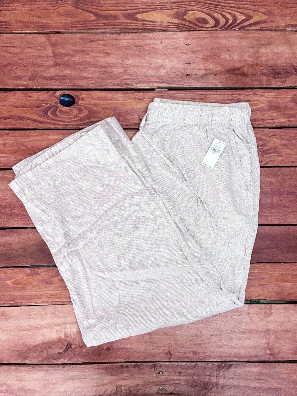 NWT Old Navy Linen Blend Wide Leg Drawstring Pants - Beige - Size XL